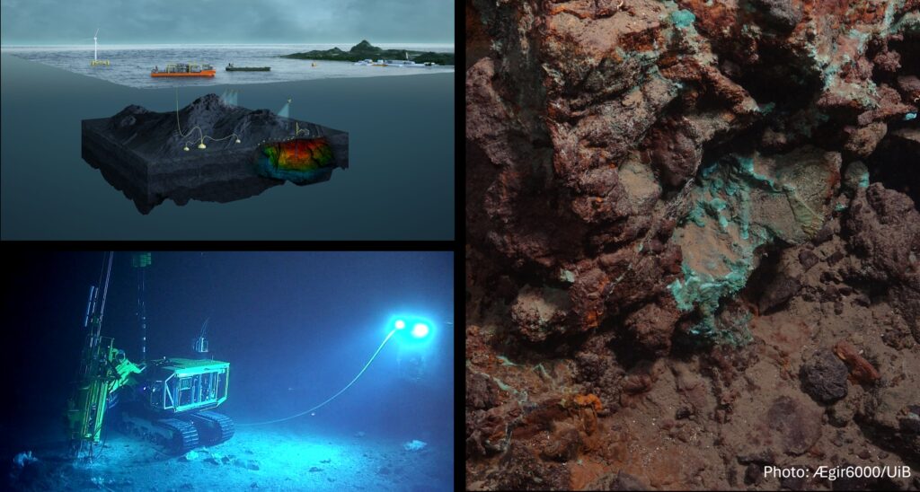 Kollasj av bilder som illustrerer havbunnsmineraler