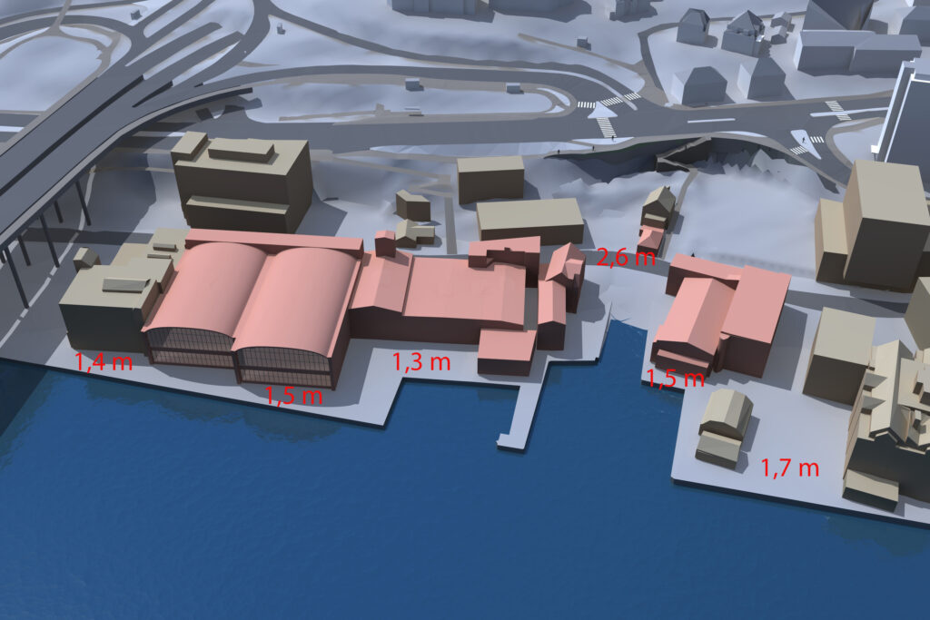 Illustrasjon av havnivå i laksevåg