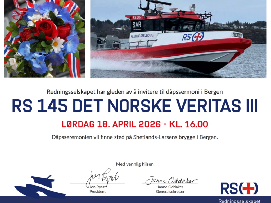 Velkommen til dåp av ny redningsskøyte i Bergen